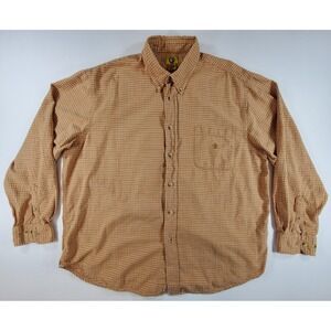 Duck Head Men's XL Button Down Shirt Brown Tan Check Plaid Long Sleeve Cotton